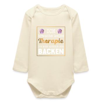 Pâtisserie au lieu de thérapie en disant - Body bébé manches longues biologique - écru doux - Devant