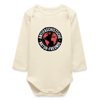 Anti-Fascist Nature Friends - Against the Right - Baby Organic Long-Sleeved Bodysuit - soft Ecru - Front