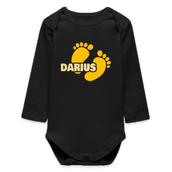Gift for Darius - Baby Organic Long-Sleeved Bodysuit - black - Front