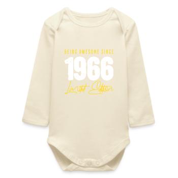 1966 Born 60th Birthday - Baby Organic Long-Sleeved Bodysuit - soft Ecru - Front