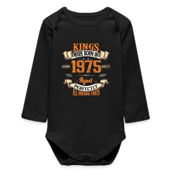 kings born in 1975 - Body bébé manches longues biologique - noir - Devant