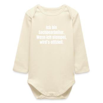 Citation sur l’humour du greffier - Body bébé manches longues biologique - écru doux - Devant
