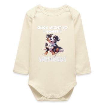 Berger australien propriétaire de chien en promenade australienne - Body bébé manches longues biologique - écru doux - Devant