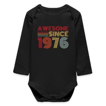 Vintage 1976 Rétro Cadeau D’anniversaire 1976 - Body bébé manches longues biologique - noir - Devant
