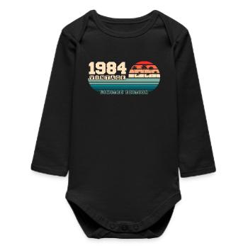 41st Birthday 1984 Vintage 1984 Retro Sunset - Baby Organic Long-Sleeved Bodysuit - black - Front
