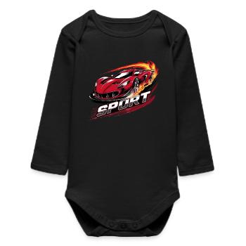sports car - Baby Organic Long-Sleeved Bodysuit - black - Front