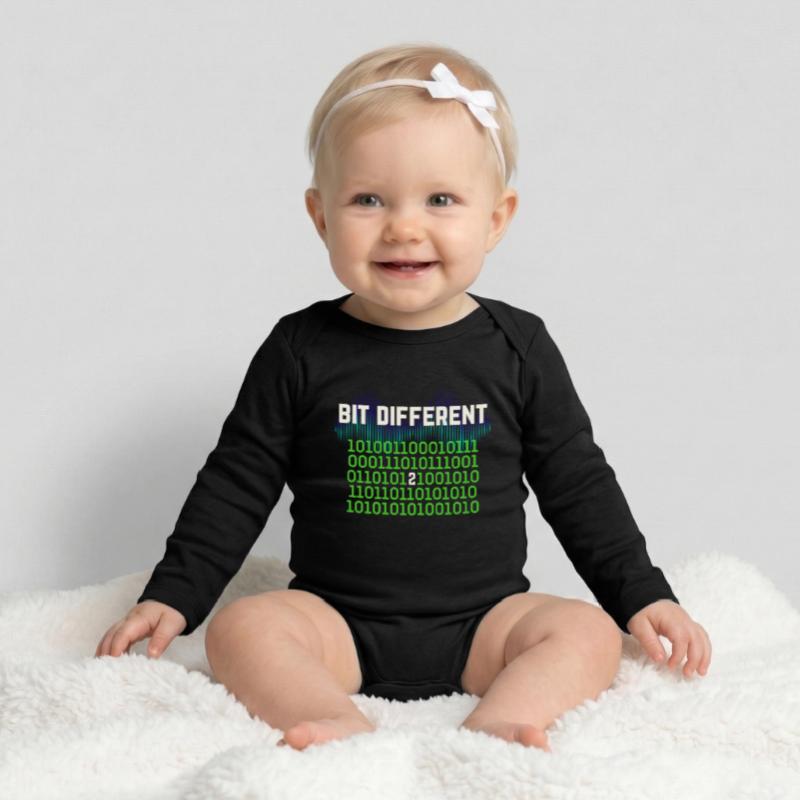 Bit Different - Nerdy Binary Error Design Baby Organic Long-Sleeved Bodysuit