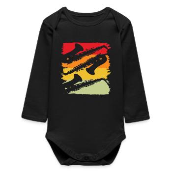 Saxophone Saxophonist Musical Instrument - Baby Organic Long-Sleeved Bodysuit - black - Front