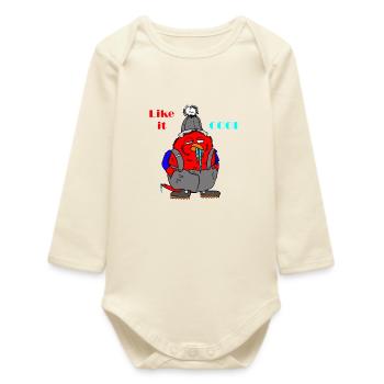 Chillin' Bird Winter Cartoon - Baby Organic Long-Sleeved Bodysuit - soft Ecru - Front