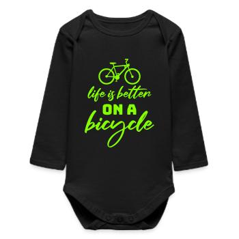 La vie est meilleure à vélo. Cyclisme Sport - Body bébé manches longues biologique - noir - Devant