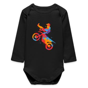 Moto Cross Moto Colorée Moto Dirt Moto Motocross Kids - Body bébé manches longues biologique - noir - Devant