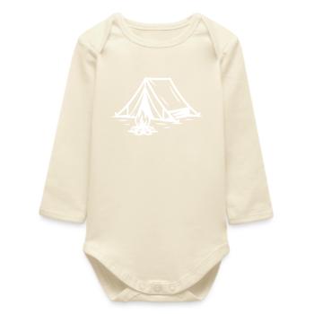 Zelt Lagerfeuer - Baby Organic Langarmbody - Natur - Vorne