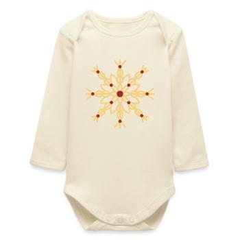 Straw Star Ornament - Baby Organic Long-Sleeved Bodysuit - soft Ecru - Front