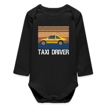 Taxi Cab Driver Vintage Checker Gift - Baby Organic Long-Sleeved Bodysuit - black - Front