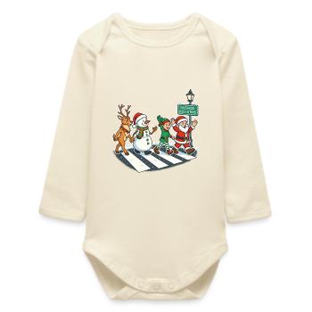 Christmas Pedestrian Crossing Parody Music Elves - Baby Organic Long-Sleeved Bodysuit - soft Ecru - Front