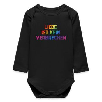 Liebe ist kein Verbrechen – Klare Botschaft - Baby Organic Langarmbody - Schwarz - Vorne