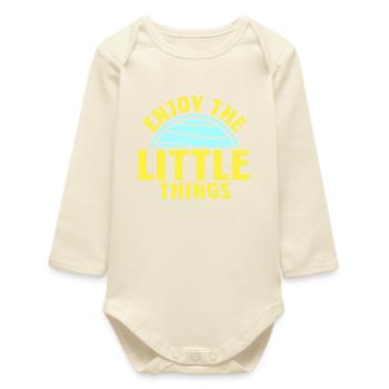 Enjoy The Little Things Gratitude Mindfulness - Baby Organic Long-Sleeved Bodysuit - soft Ecru - Front