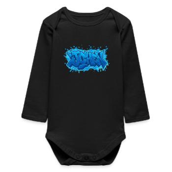 Graffiti  JOHEN Prénom cadeau idéal imprimable  - Body bébé manches longues biologique - noir - Devant