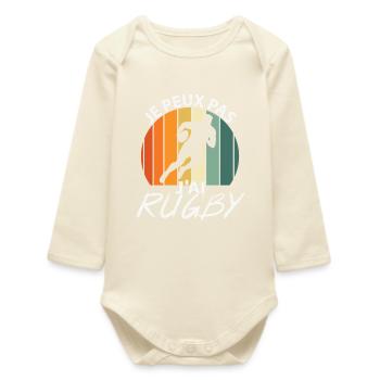 Je peux pas J'ai Rugby - Body bébé manches longues biologique - écru doux - Devant