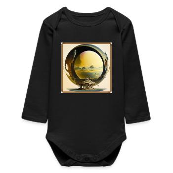 Sphère Anneau Monde Lunaire Surréaliste - Body bébé manches longues biologique - noir - Devant