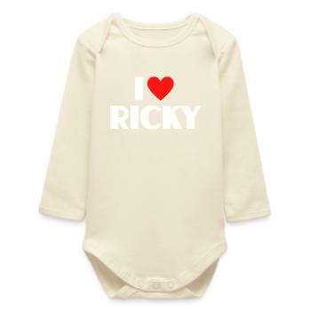 I Love Ricky Red Heart Retro Statement - Baby Organic Long-Sleeved Bodysuit - soft Ecru - Front