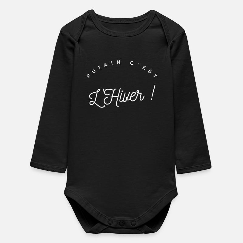 Nervenkitzel einer Wintersaison - Baby Organic Langarmbody - Schwarz