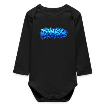 Graffiti  DANIEL Prénom cadeau idéal imprimable  - Body bébé manches longues biologique - noir - Devant