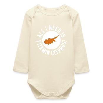Cyprus All I Need Is Vitamin Cyprus Cyprus Flag - Baby Organic Long-Sleeved Bodysuit - soft Ecru - Front