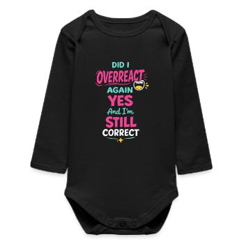 Anime Fangirl Screams Anime Reaction - Baby Organic Long-Sleeved Bodysuit - black - Front