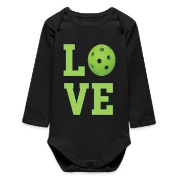 Pickleball Love  - Baby Organic Long-Sleeved Bodysuit - black - Front