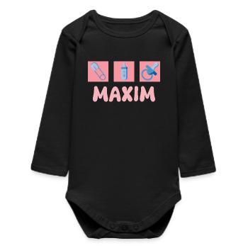 Cadeau pour Maxim - Body bébé manches longues biologique - noir - Devant