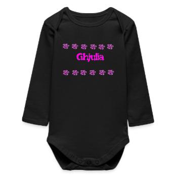 Ghijulia Floral Pink Logo - Baby Organic Long-Sleeved Bodysuit - black - Front