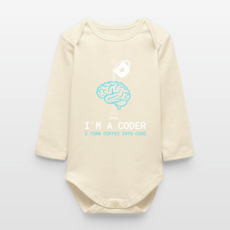 T-shirt Coder : Du café dans le code – Nerdy Programmie Body bébé manches longues biologique