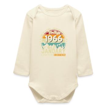 196660e anniversaire Millésime janvier 1966 - Body bébé manches longues biologique - écru doux - Devant