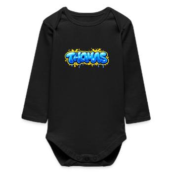 THOMAS GRAFFITI NAME FOR PERFECT GIFT PRINTABLE on - Body bébé manches longues biologique - noir - Devant