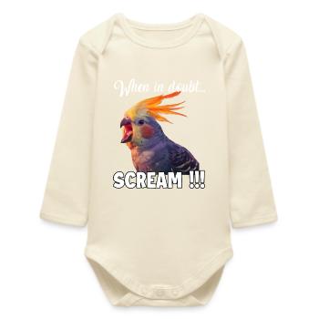 Tenues originales : fans de perroquets et de calopsittes - Body bébé manches longues biologique - écru doux - Devant