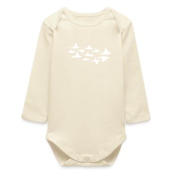 Manta Ray, Devil Ray, Stingray, Diver - Baby Organic Long-Sleeved Bodysuit - soft Ecru - Front