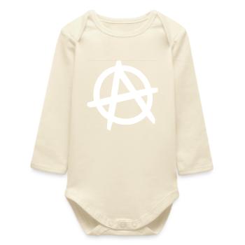 The Couching Dad "Anarchy" - Baby Organic Long-Sleeved Bodysuit - soft Ecru - Front