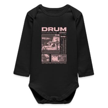 Rocktrommeslager Trommeslager Streetwear - Baby langærmet body i økologisk bomuld - sort - Foran