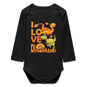 Love Dinosaures - Body bébé manches longues biologique - noir - Devant