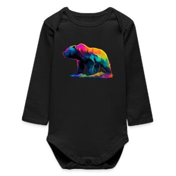 L’ours dans les montagnes - Body bébé manches longues biologique - noir - Devant