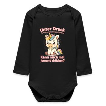 Under pressure unicorn - Baby Organic Long-Sleeved Bodysuit - black - Front