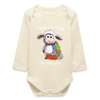 Sheep with wool: I sheep the pun - Baby Organic Long-Sleeved Bodysuit - soft Ecru - Front