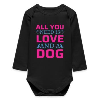 Tout ce dont tu as besoin, c’est d’amour et de chien - Body bébé manches longues biologique - noir - Devant