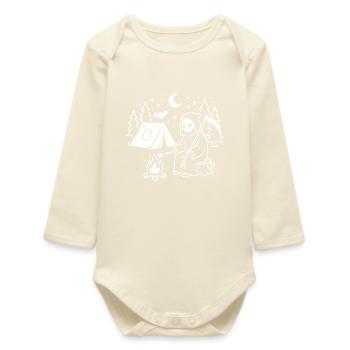Nächtlicher Grim-Reaper am Lagerfeuer - Baby Organic Langarmbody - Natur - Vorne
