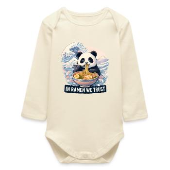 Bol de nouilles ramen panda - Body bébé manches longues biologique - écru doux - Devant
