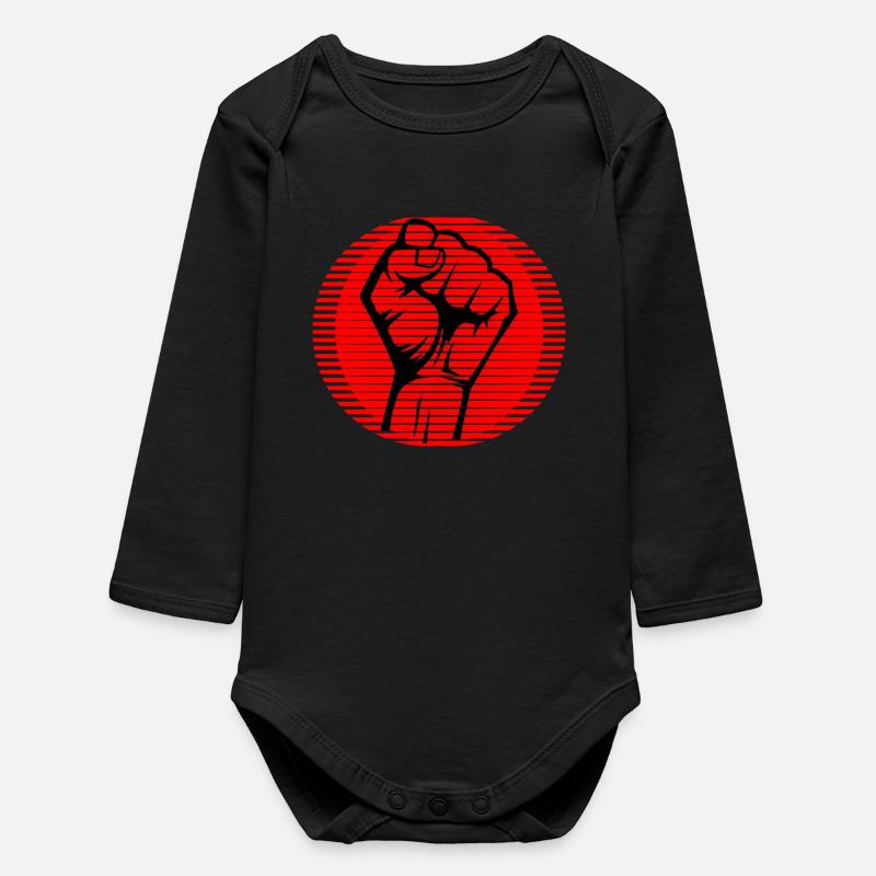 Fight! - Baby Organic Long-Sleeved Bodysuit - black