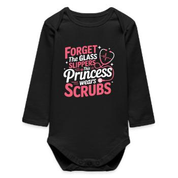 Prinzessin Scrubs Look - Baby Organic Langarmbody - Schwarz - Vorne