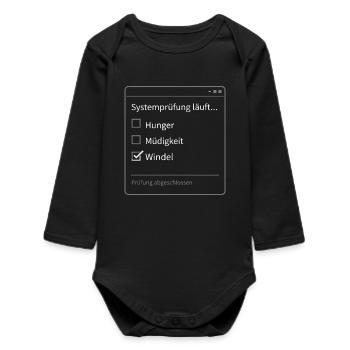 System check in progress – Funny baby bodysuit for parents - Baby Organic Long-Sleeved Bodysuit - black - Front