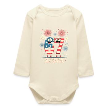 US Flag 67 Memes Six Seven - Body bébé manches longues biologique - écru doux - Devant
